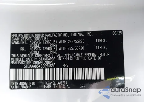 2025 Toyota Grand Highlander Platinum from USA, damaged, VIN 5TDAAAB54SS094691